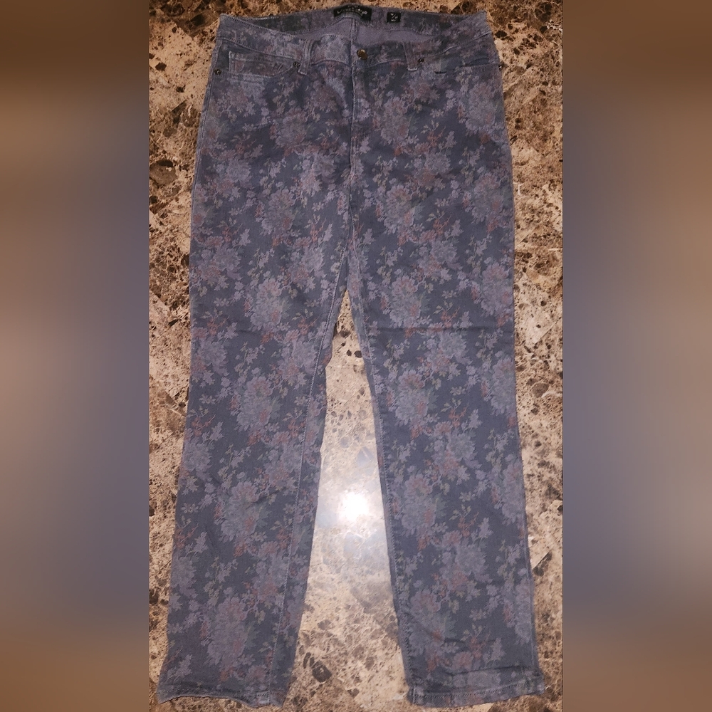 Lucky Brand Womens Lolita Skinny Ankle Jeans Gray Floral Print size 12/31